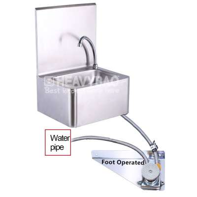 Heavybao Wholesale Stainless Steel Hotel Kitchen Hands Free Foot Operated Hand Wash Basin Sink