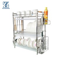 3 Tier Stainless Steel Metal Kitchen Storage Racks Basket Organizer Dish Drainer Rack Dish Drying Rack with tray