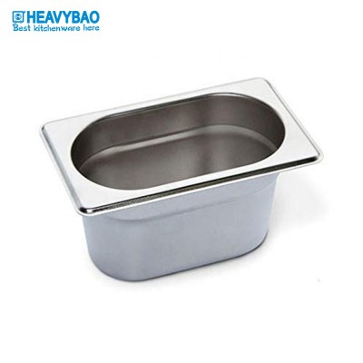 Heavybao 304 Stainless Steel 1/9 Size GN Pan Food Container For Hotel Restaurant Buffet