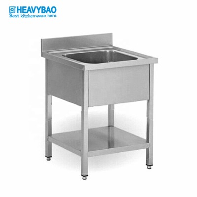 Heavybao 250MM Depth Bowl Stainless Steel  Dish Wash  Cleaning Standing Basin Table Sink  With Board For Storage