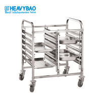 Heavybao Newly Design Stainless Steel Gastronorm GN Pan Trolley Doual Rows Without worktable