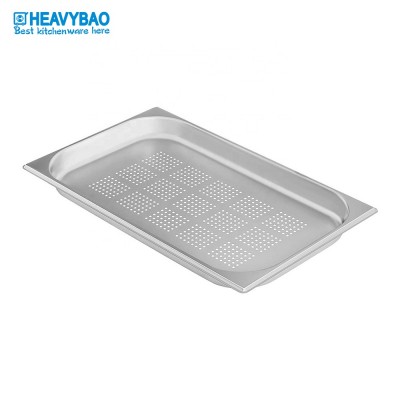 Heavybao Full Size 1/1 High Quality Stainless Steel Standard Perforated GN Pan For Kitchen Tool