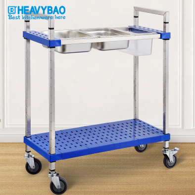 Heavybao Square Tube Stainless Steel Trolley Gastronorm GN Pan  GN Pan Carts For Hotel