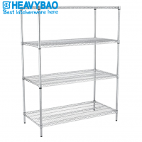 Heavybao High Quality Kitchen and Restaurant Stainless Steel Wire Storage Rack with 4 Layers