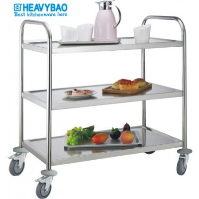 Heavybao Commercial X-large Stainless Steel Service Equipment 3-Tiers Could Be Medicine Delivery Trolley