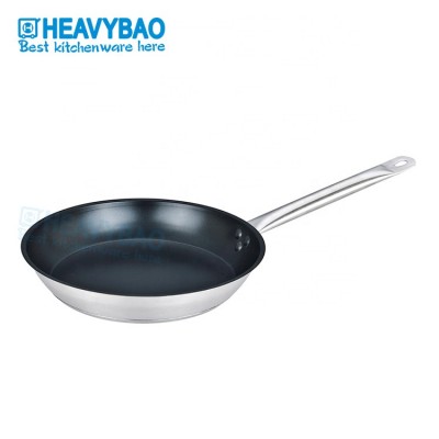 Heavybao Long Handle Different Size Kitchen Stainless Steel Non Stick Coating Frying Pan