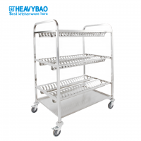 Heavybao 4-Tier New Design Stainless Steel Collecting Tray And GN Pan Rack Trolley With TPR Wheels