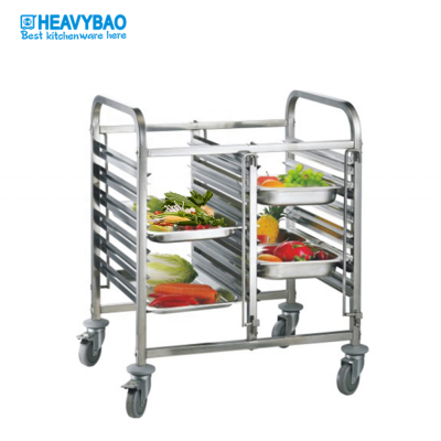 Heavybao Double Line Stainless Steel Tray Rack Trolley for food