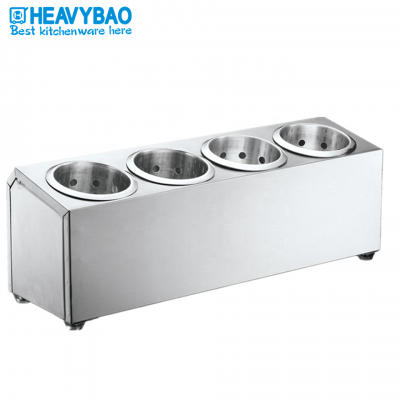 Heavybao Hot Sell Stainless Steel Knife And Fork Kitchen Utensils Holder With 4 Grids For Home Use