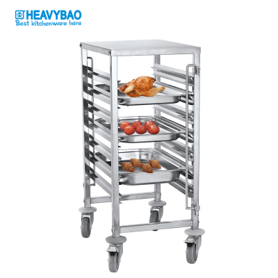 Heavybao Single Row Stainless Steel Gastronorm GN Pan Tray Trolley For Restaurant