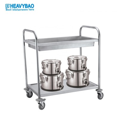 Heavybao Heavy Duty Kitchen Stainless Steel Serving Trolley Food Service Cart With Wheels