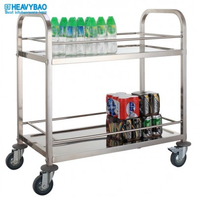 Heavybao Catering Equipment Stainless Steel Beverage Four-wheel Drink Placing Tea Trolley