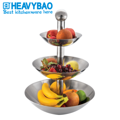 Heavybao Commercial Ware Hotel Restaurant Stainless Steel Buffet 3 Tiers Fruit Shelf For Buffet Use