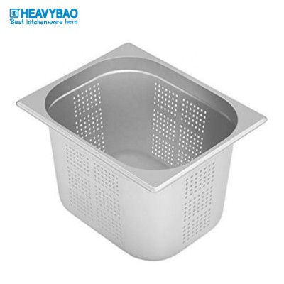 Heavybao High Quality Catering Equipment Stainless Steel Perforated Standard Gn Food Container Pan For Commercial Kitchen