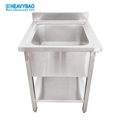 Heavybao 700x700MM Stainless Steel Single Bowl High Standing Kitchen Outdoor Washing Table